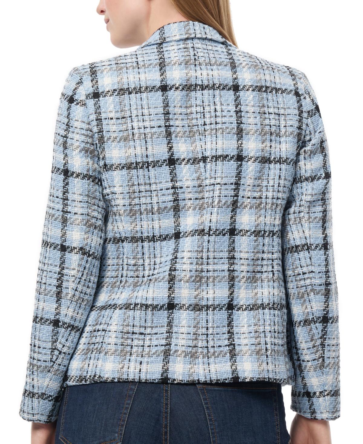 Petite Plaid Open-Front Blazer