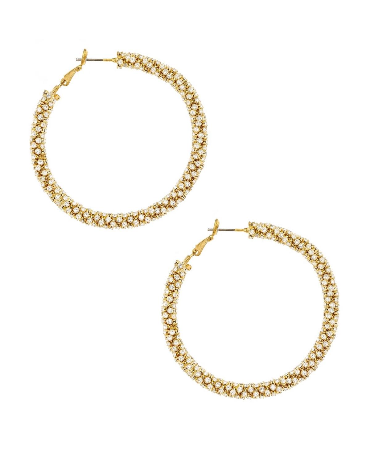 Crystal Gold Plated Rope Hoop Earrings