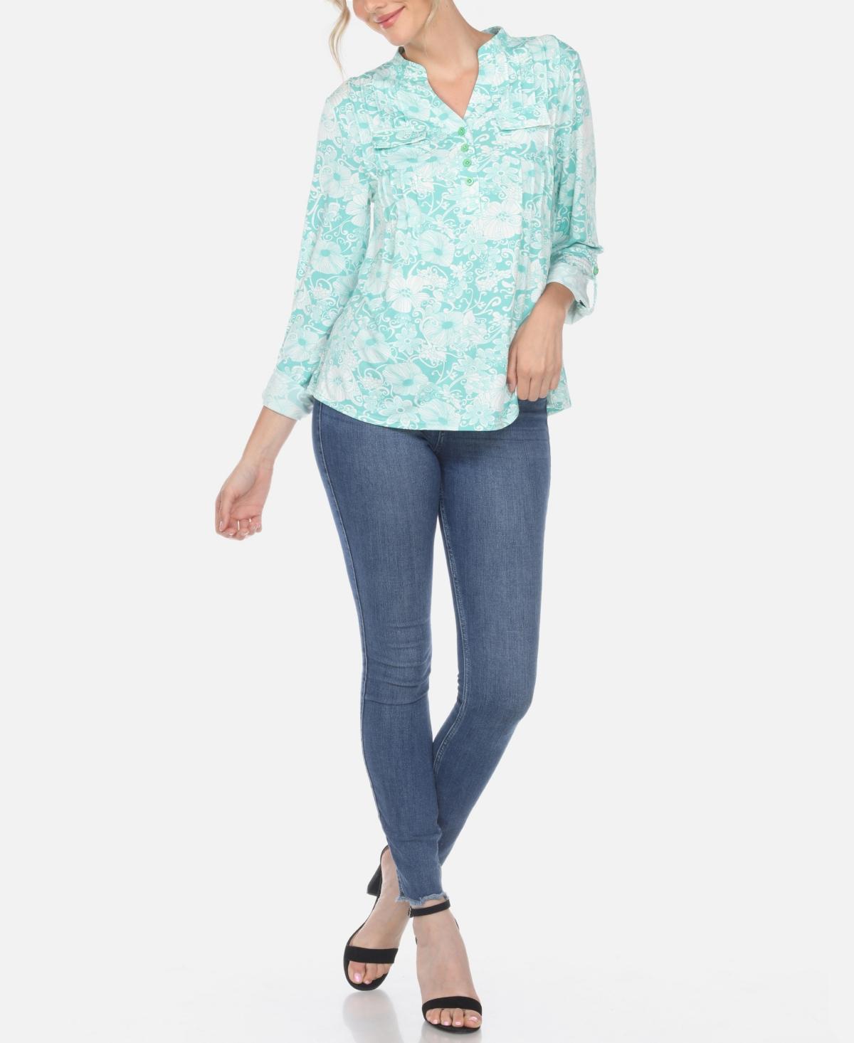 Women's Pleated Floral Print Blouse