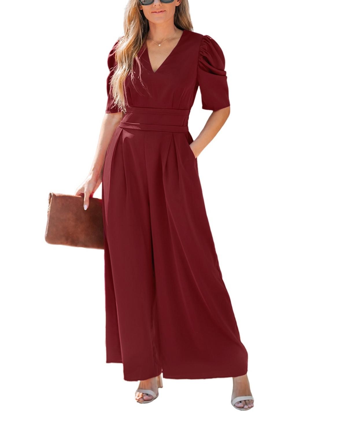 Women's V-Neck Wide Leg Jumpsuit