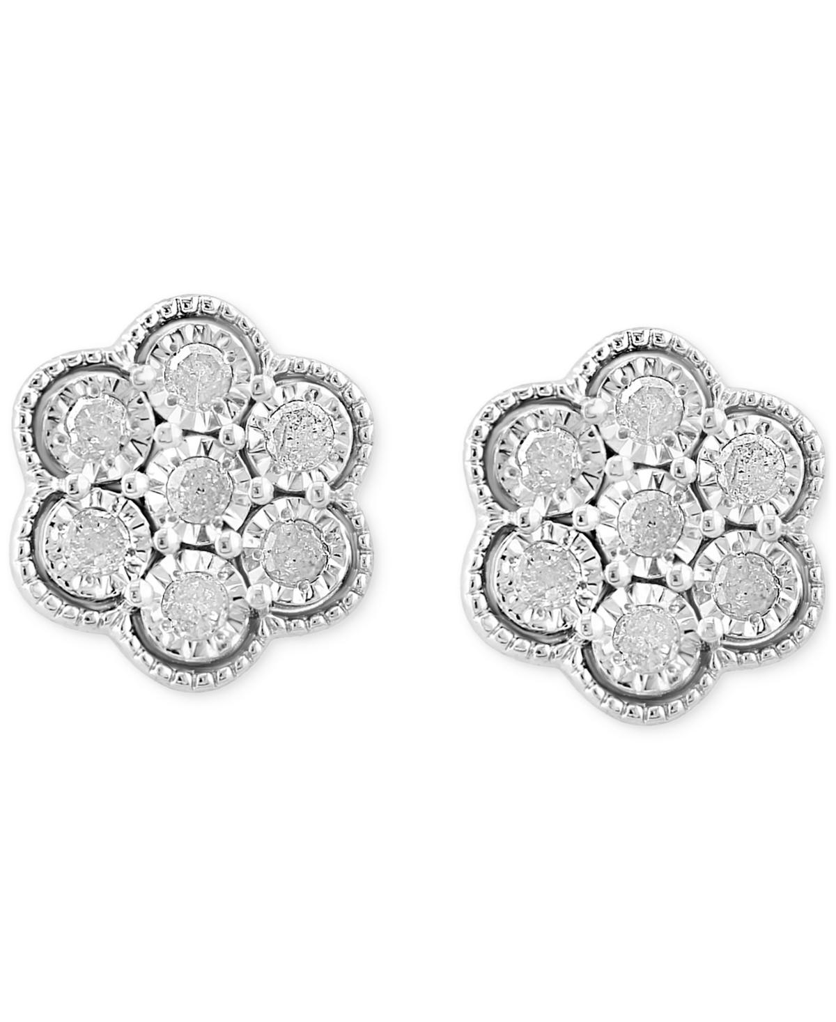 EFFY® Diamond Flower Cluster Stud Earrings (1/5 ct. t.w.) in Sterling Silver