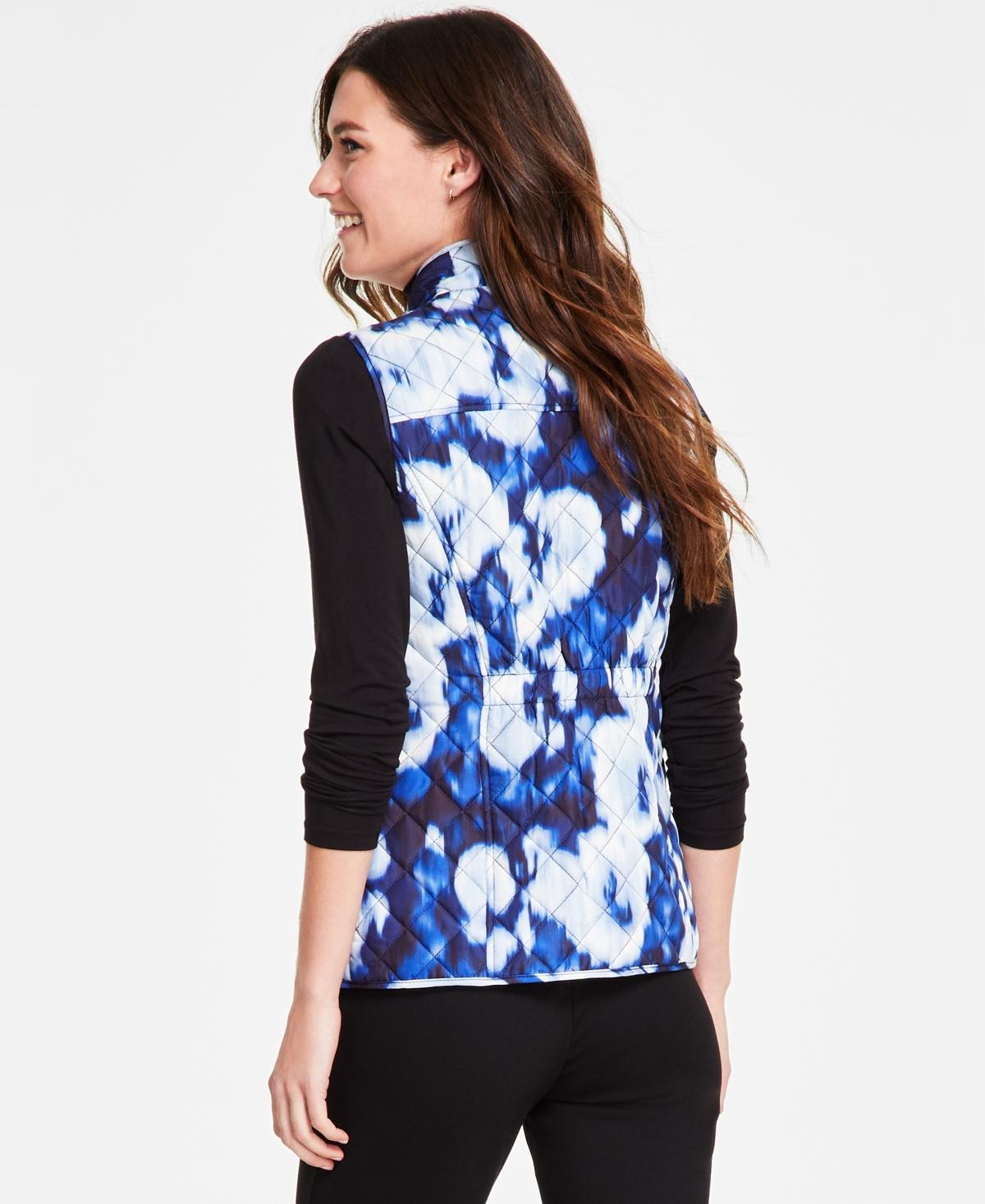 Women's Printed Quilted Patch-Pocket Vest