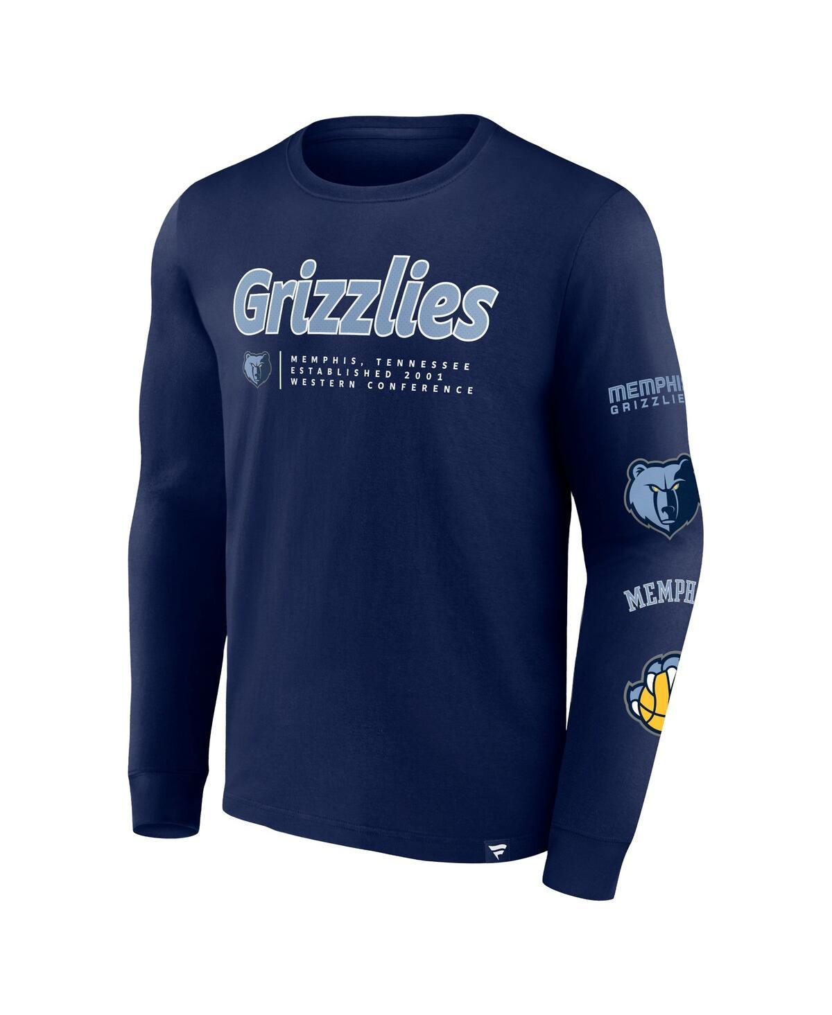 Men's Navy Memphis Grizzlies Baseline Long Sleeve T-Shirt