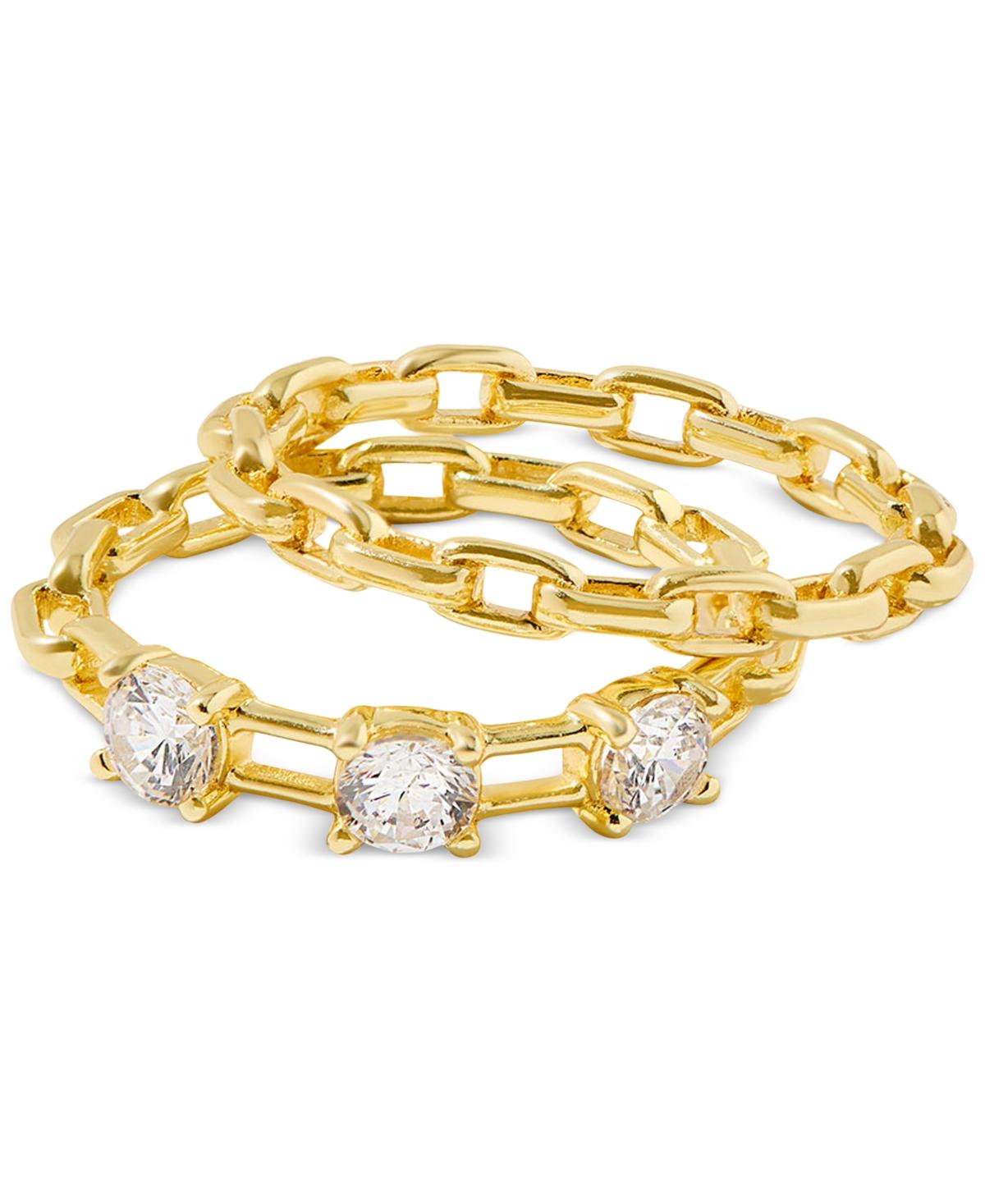 Gold-Tone 2-Pc. Set Crystal Openwork Stack Rings