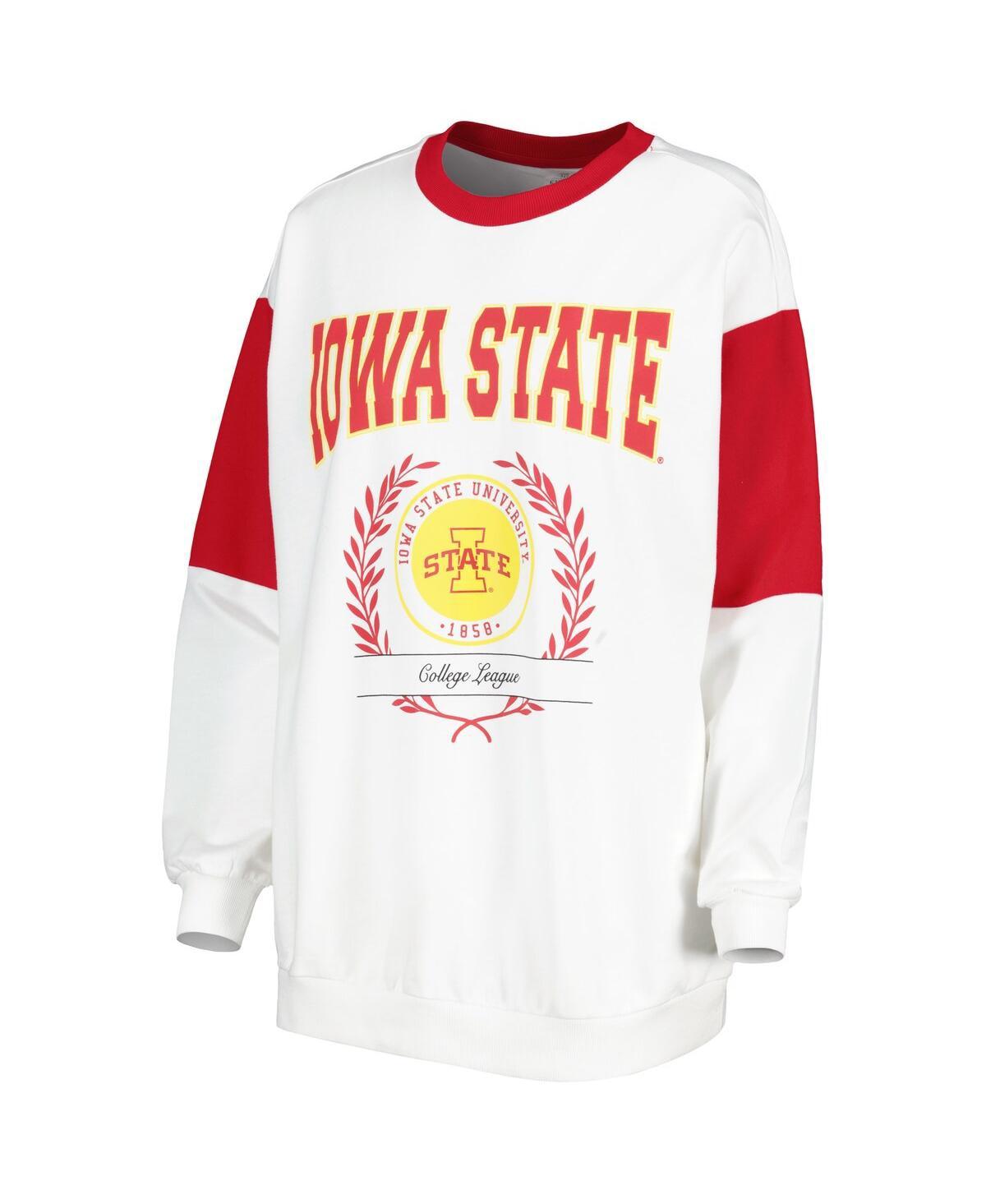 Women's White Iowa State Cyclones It's A Vibe Dolman Pullover Sweatshirt