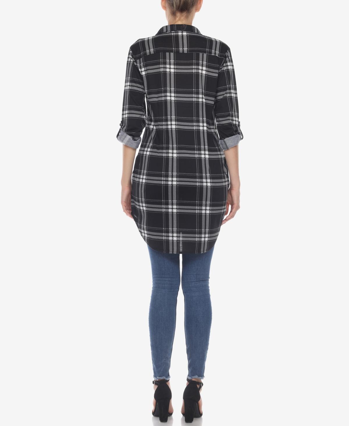 Women's Plaid Tunic Top Shirt