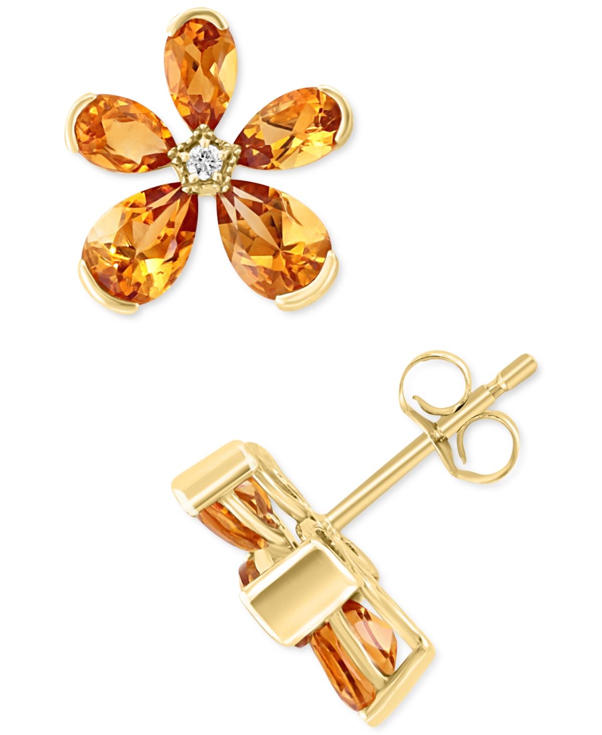 EFFY® Citrine (2-3/4 ct. t.w.) & Diamond Accent Flower Stud Earrings in 14k Gold