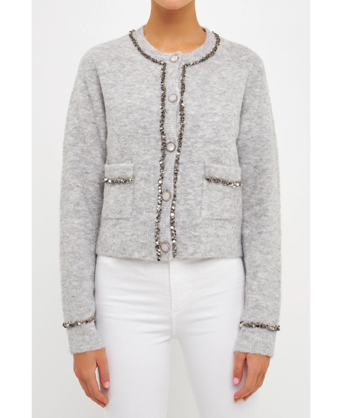 Women's Sequins Trim Cardigan