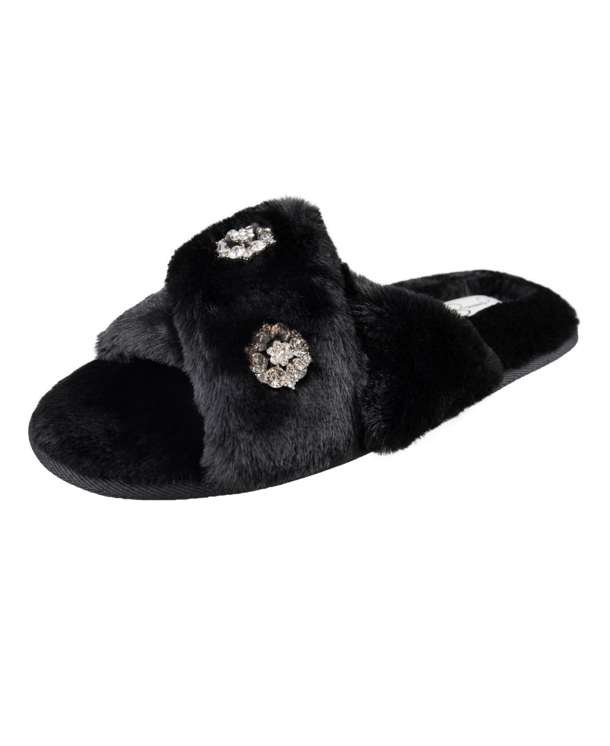 Women's Embellished Cross Band Slide Slippers