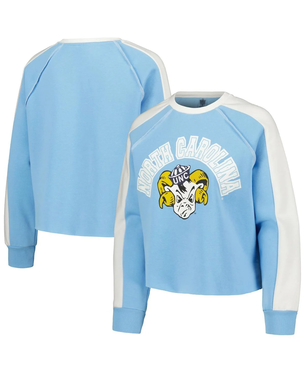 Women's Carolina Blue North Carolina Tar Heels Blindside Raglan Cropped Pullover Sweatshirt