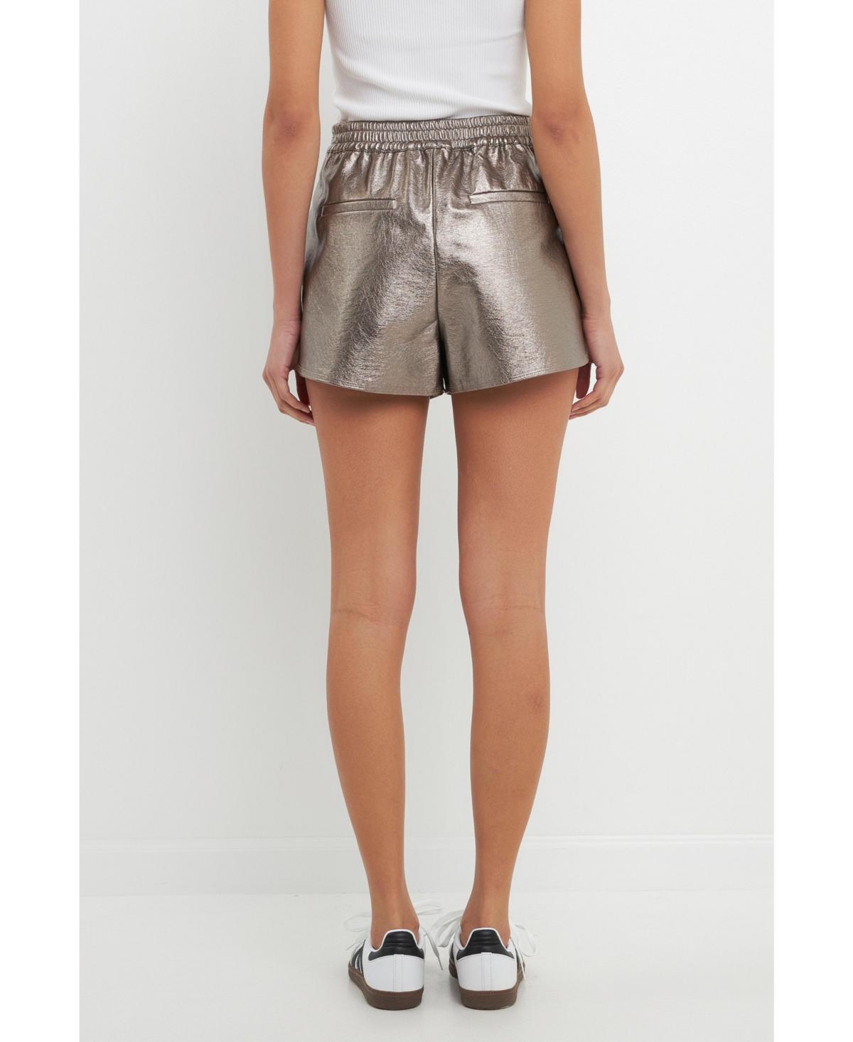 Women's High-Waisted Faux Leather Shorts