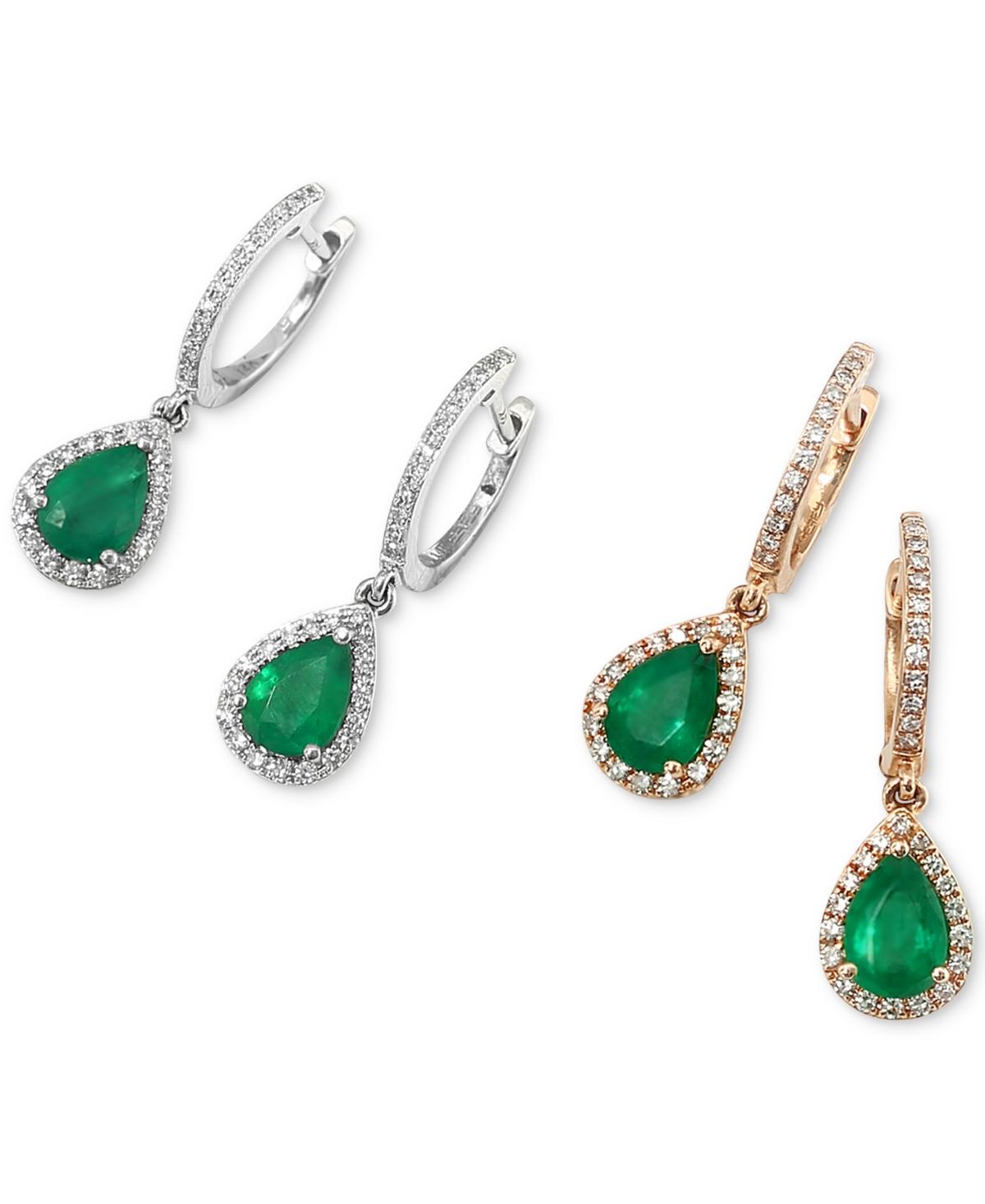 EFFY® Emerald (1-1/6 ct. t.w.) & Diamond (1/4 ct. t.w.) Drop Earrings in 14k Gold