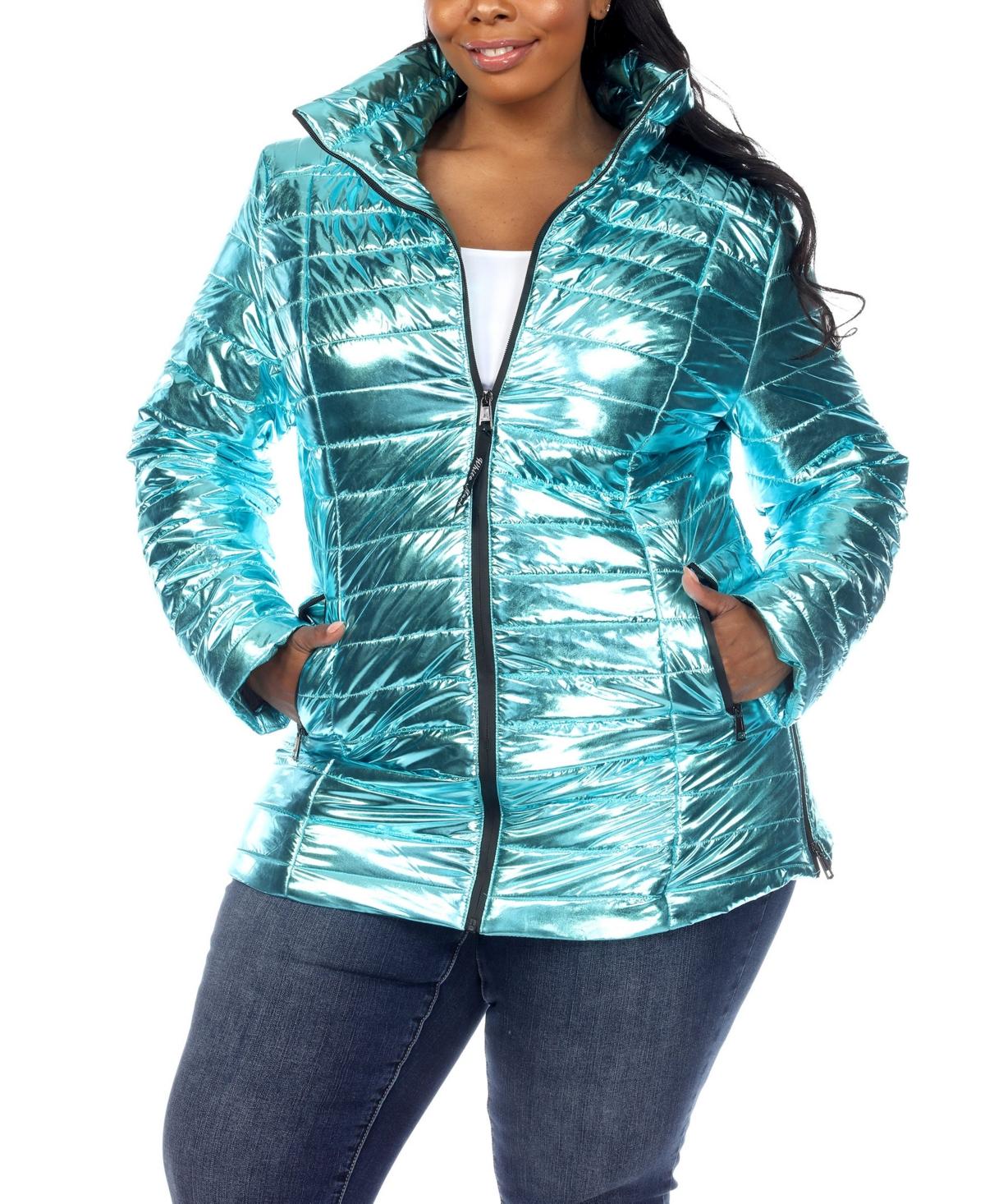 Plus Size Metallic Puffer Coat