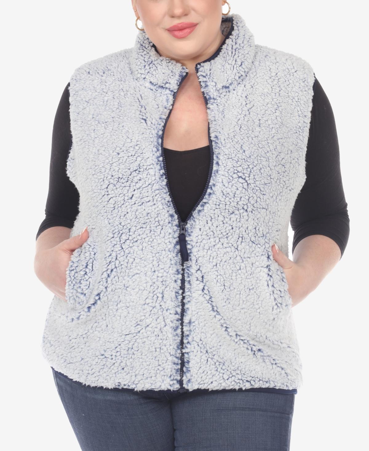 Plus Size Women's Zip Up Sherpa Vest Jacket