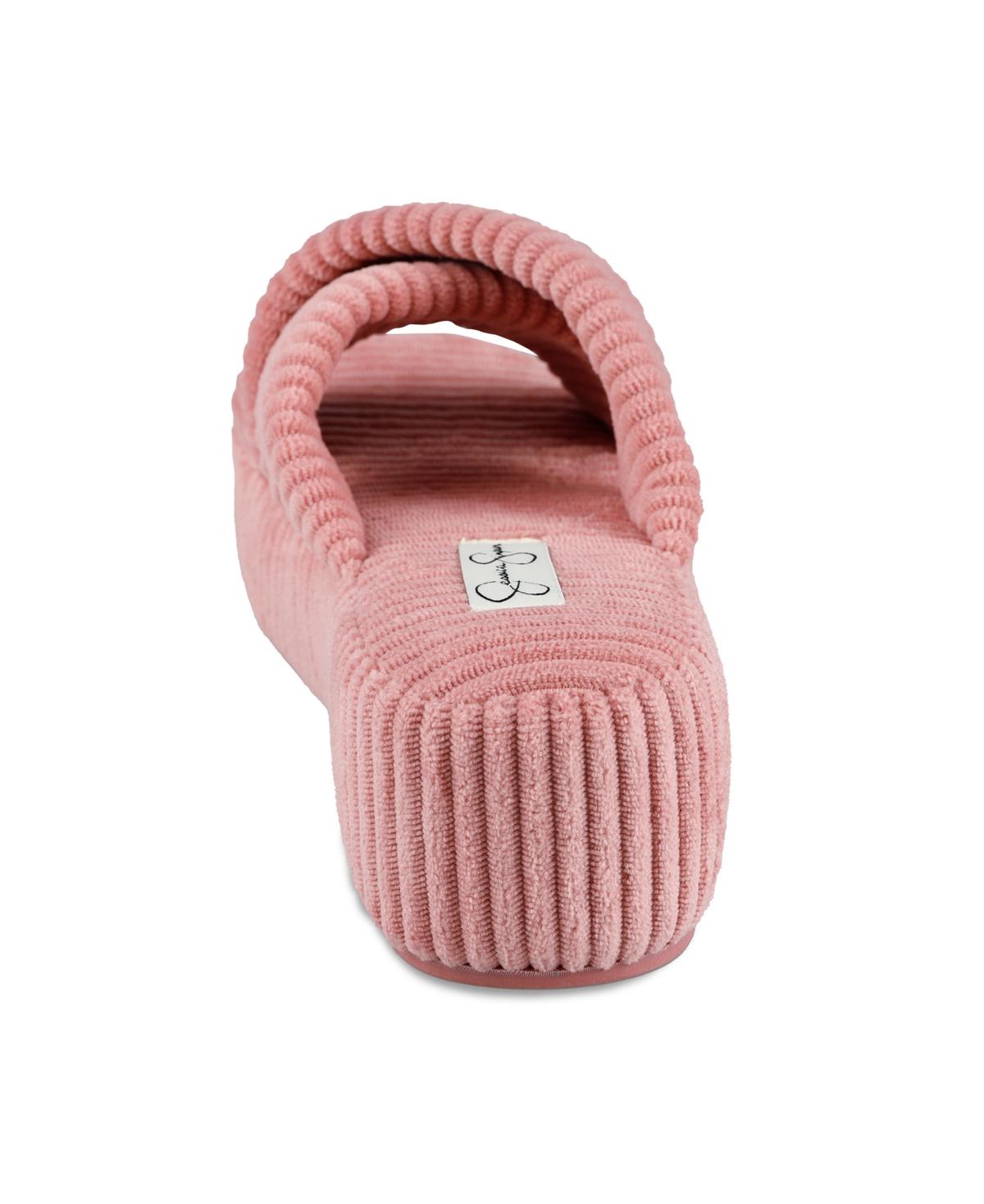 Women's Ribbed Terry Cross Band Slide Platform Slipper