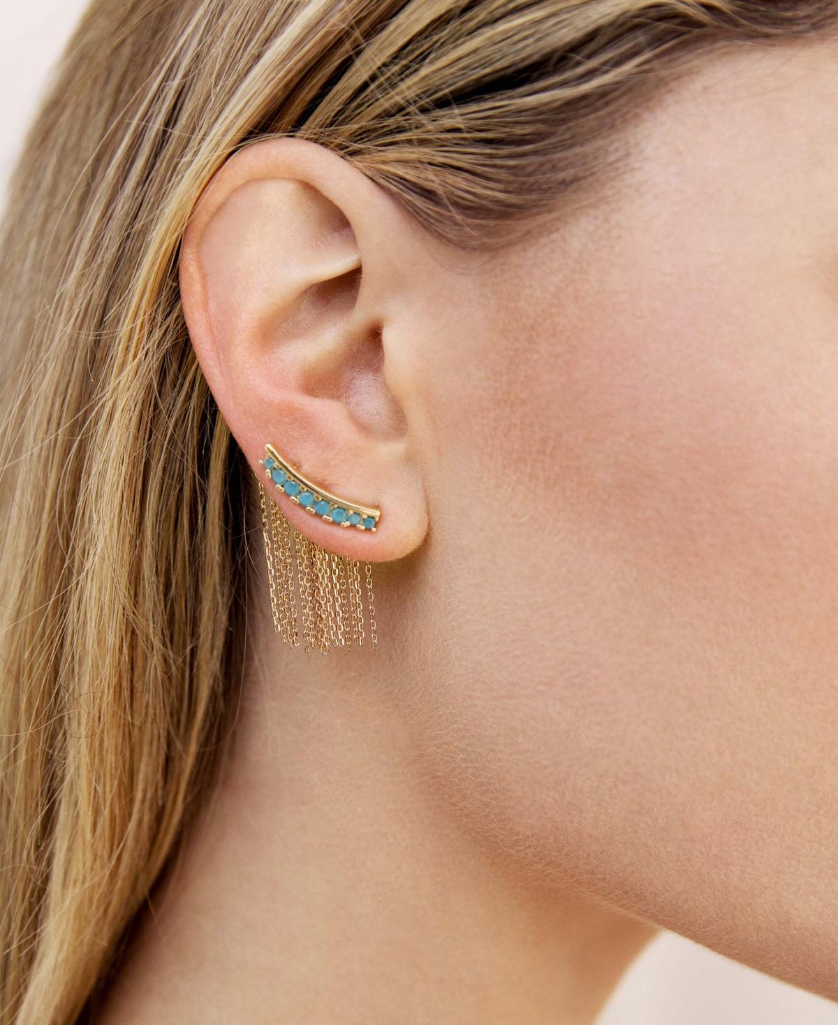 Turquoise Bead 18k Gold Plated Ear Crawler