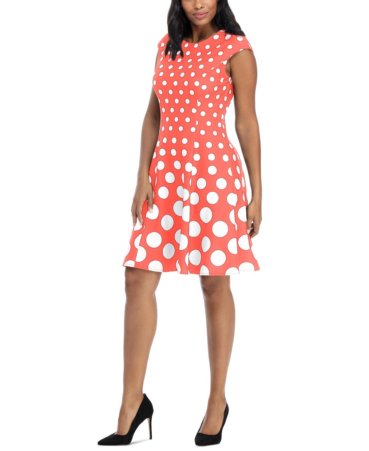 Petite Polka-Dot Fit & Flare Dress