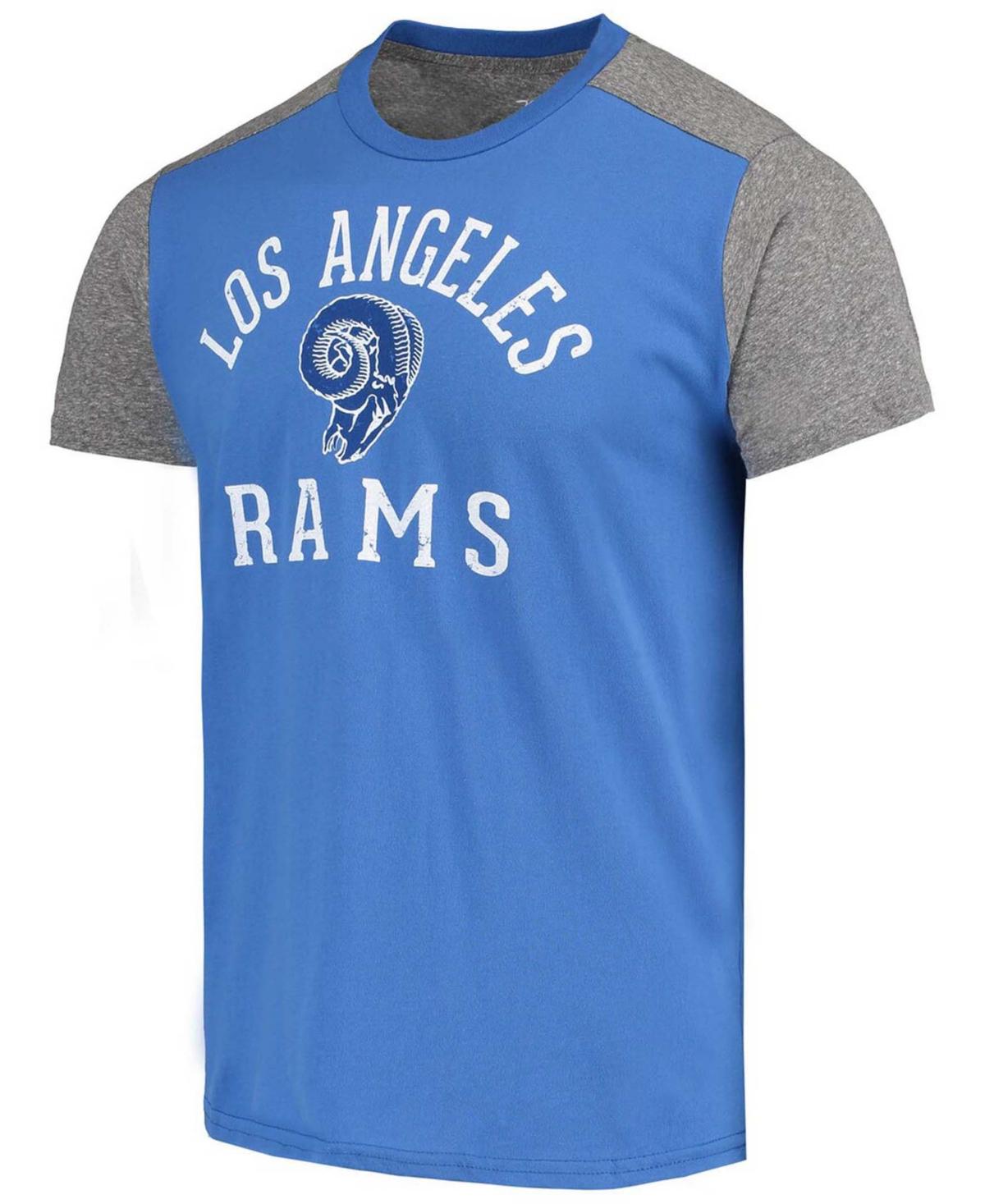 Men's Royal, Heathered Gray Los Angeles Rams Gridiron Classics Field Goal Slub T-shirt