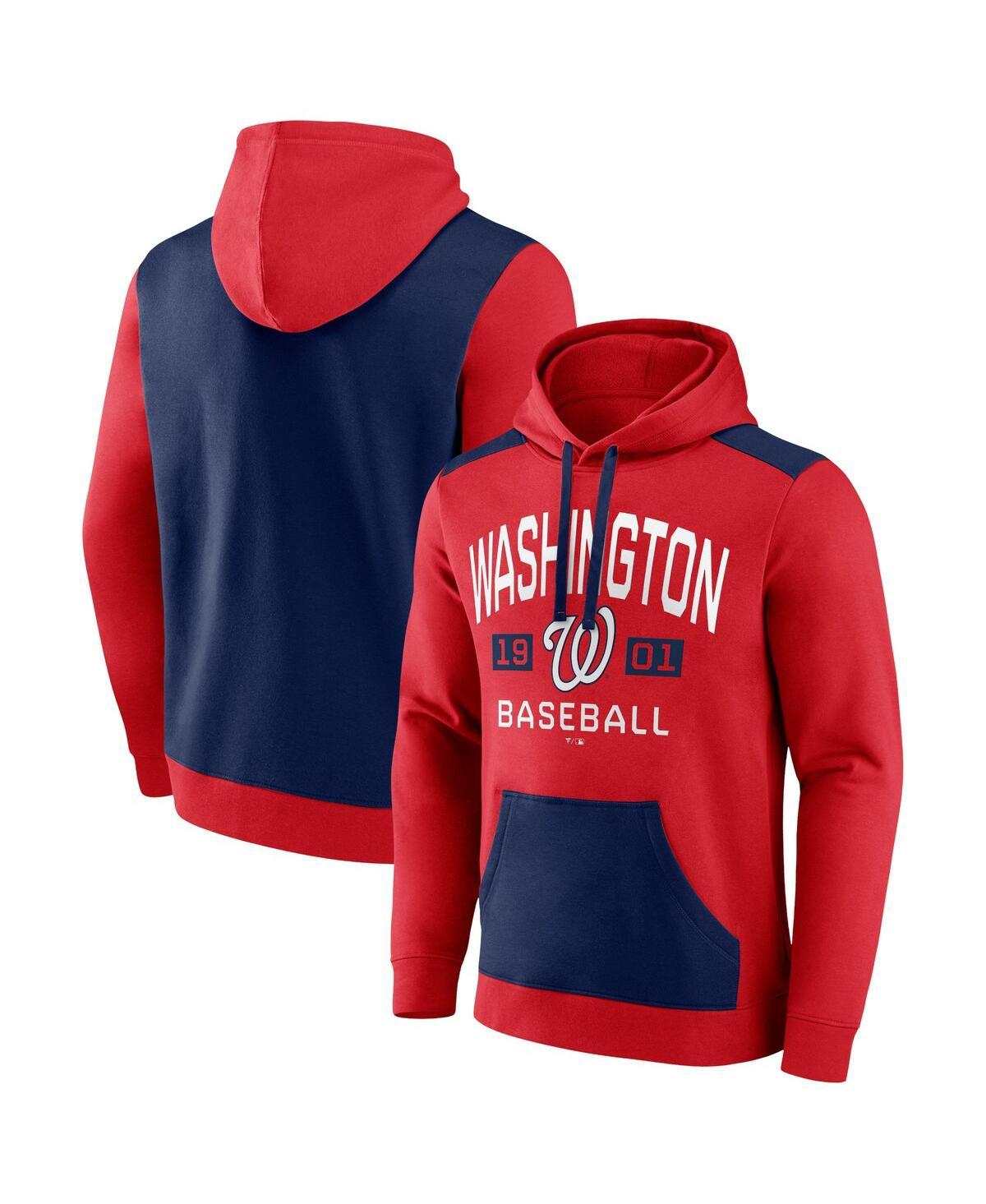 Men's Red, Navy Washington Nationals Chip In Team Pullover Hoodie