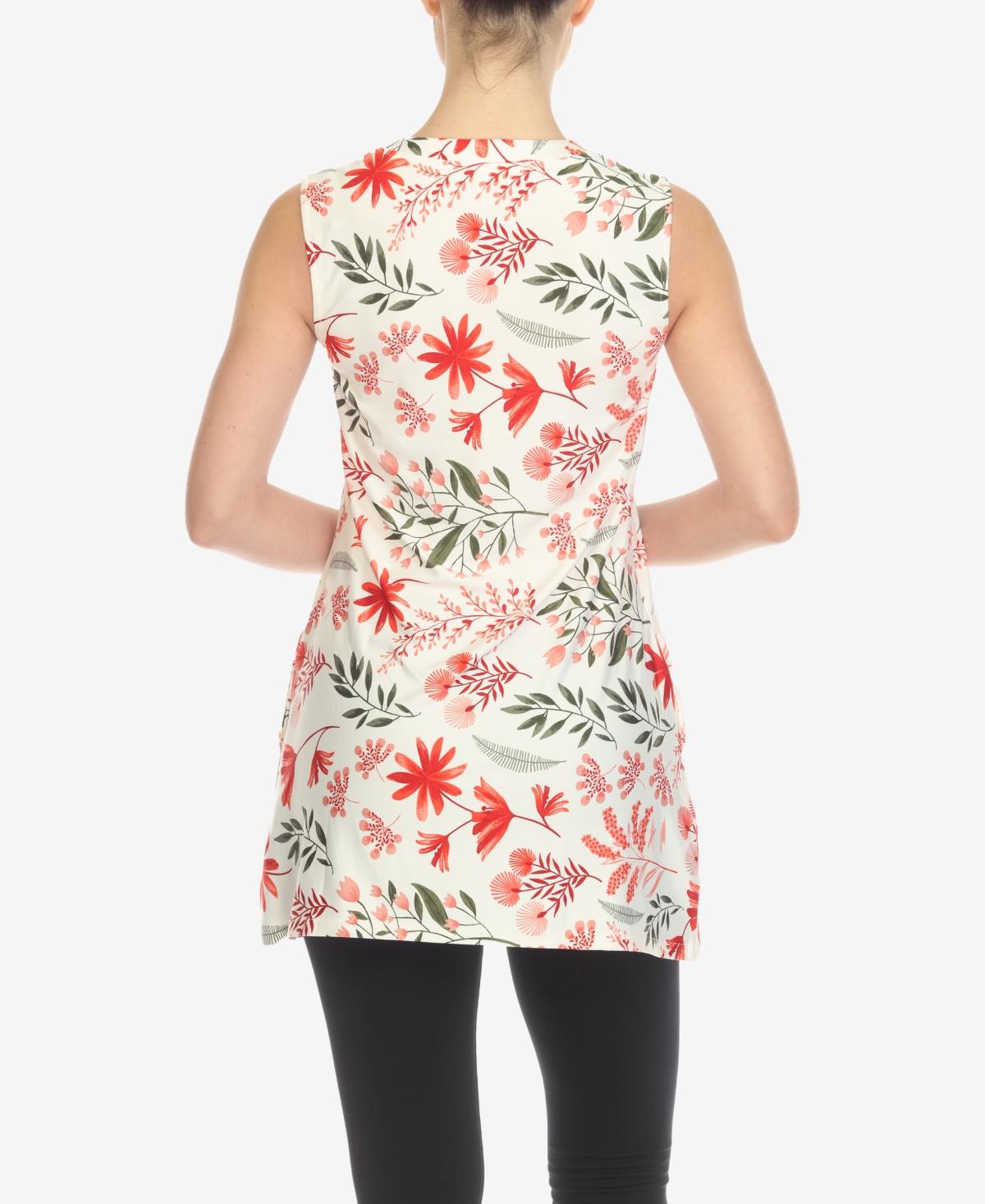 Women's Floral Sleeveless Tunic Top