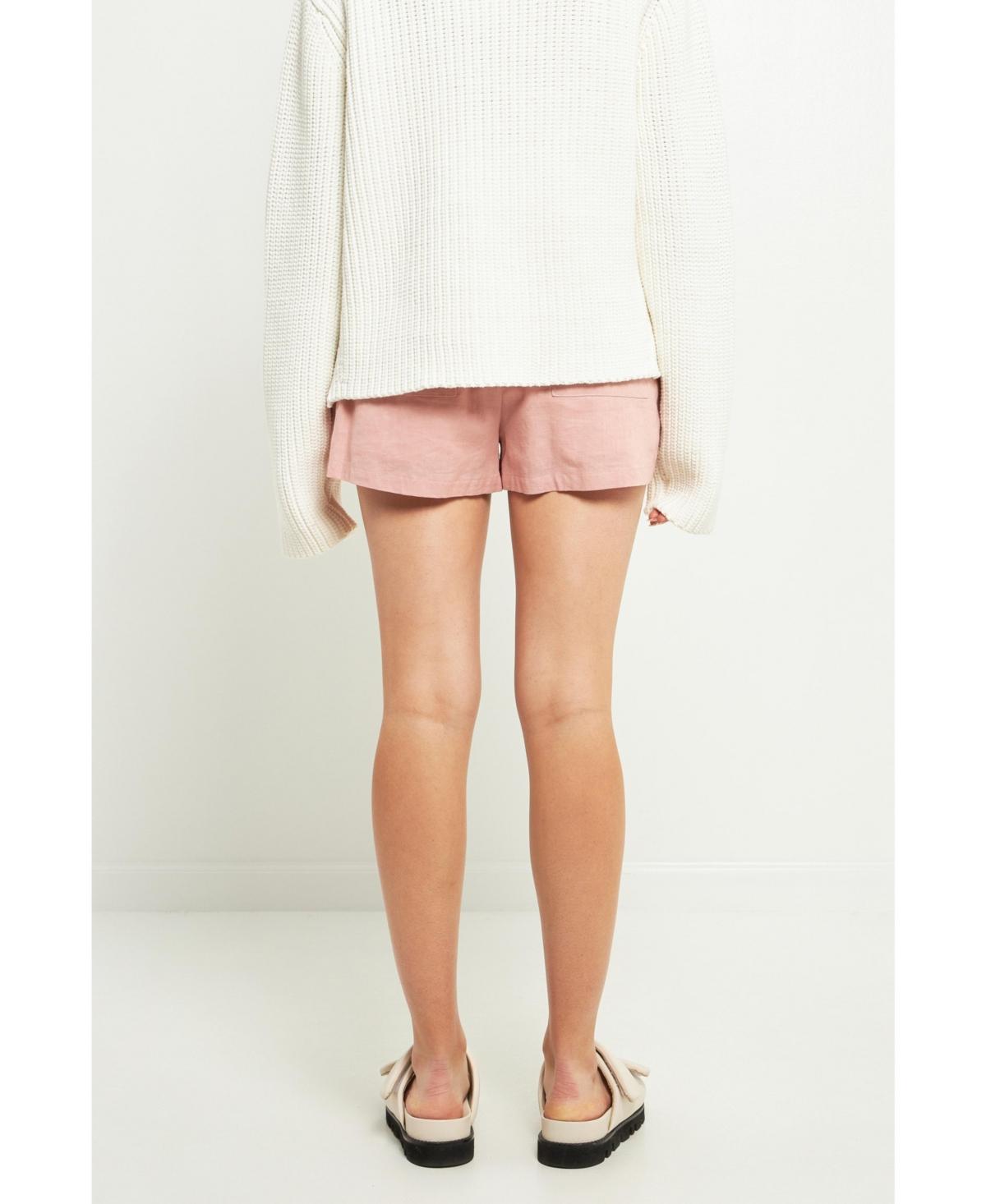 Women's Linen Shorts with Contrast Strap