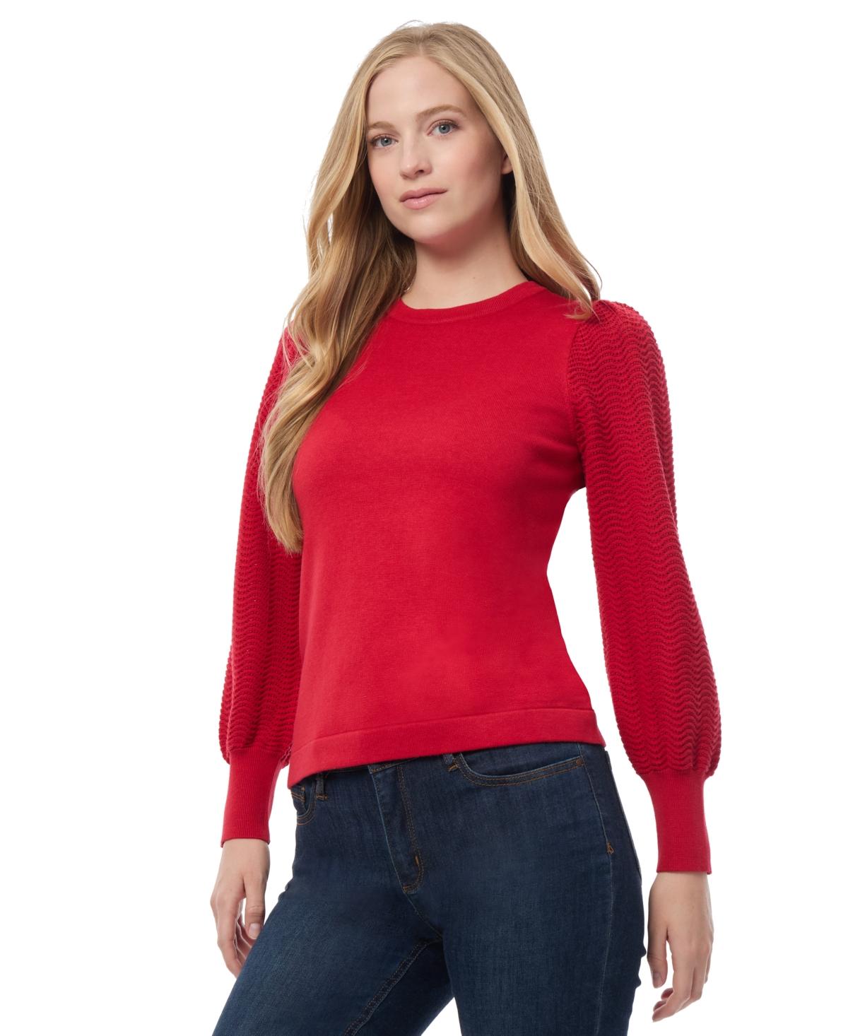 Women's Solid-Color Mixed-Stitch Sweater