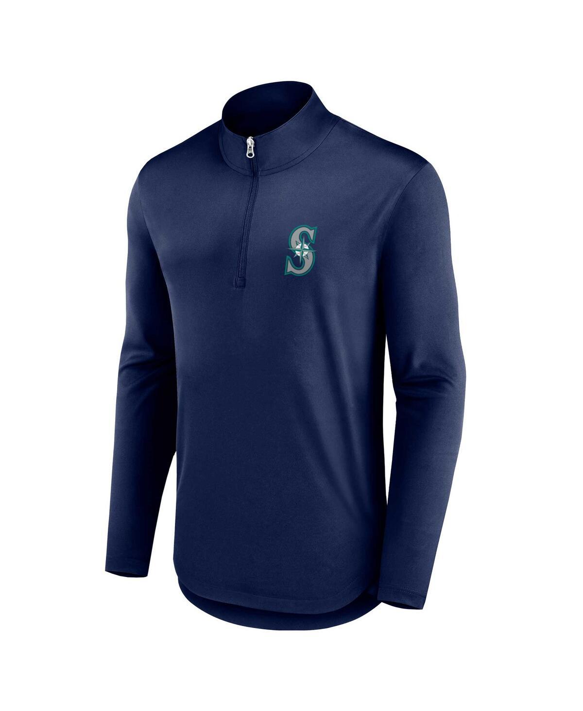 Men's Navy Seattle Mariners Quarterback Quarter-Zip Top