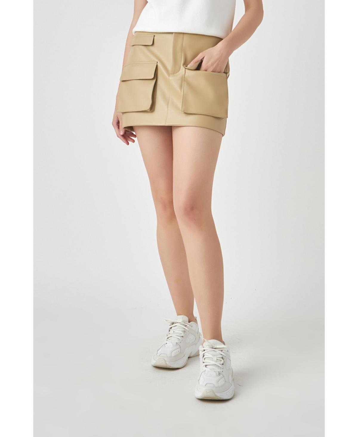 Women's Low Waisted Cargo Mini Skirt