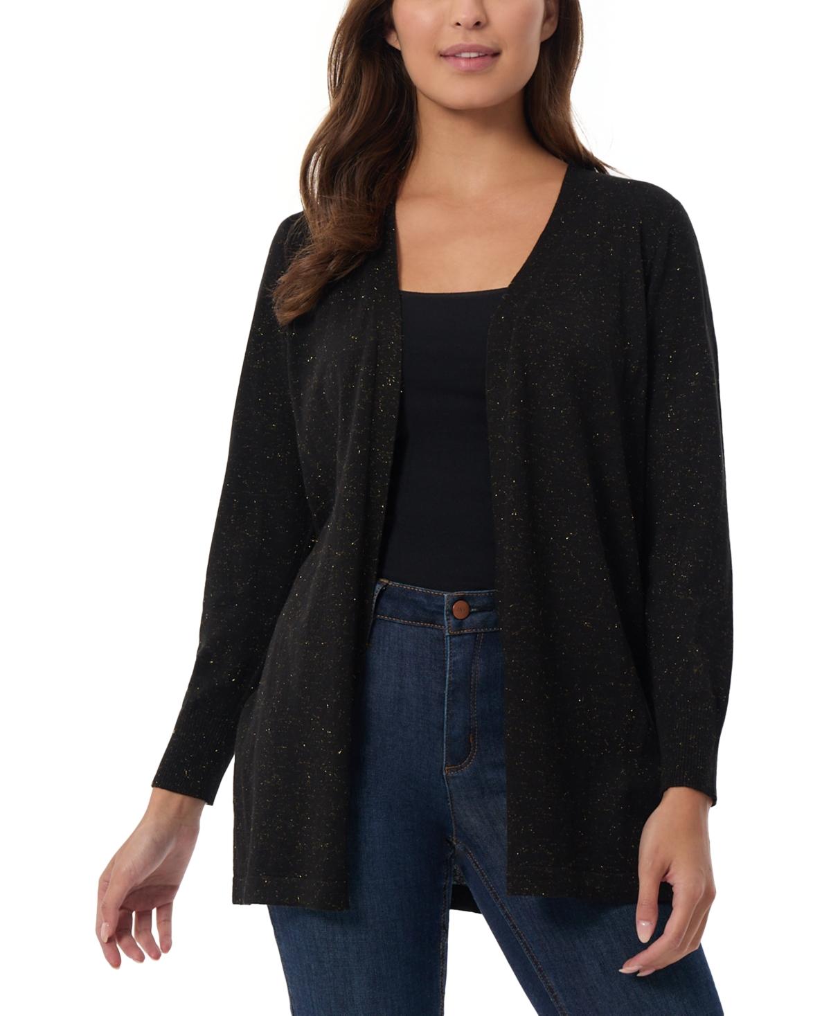 Petite Metallic Open-Front Cardigan