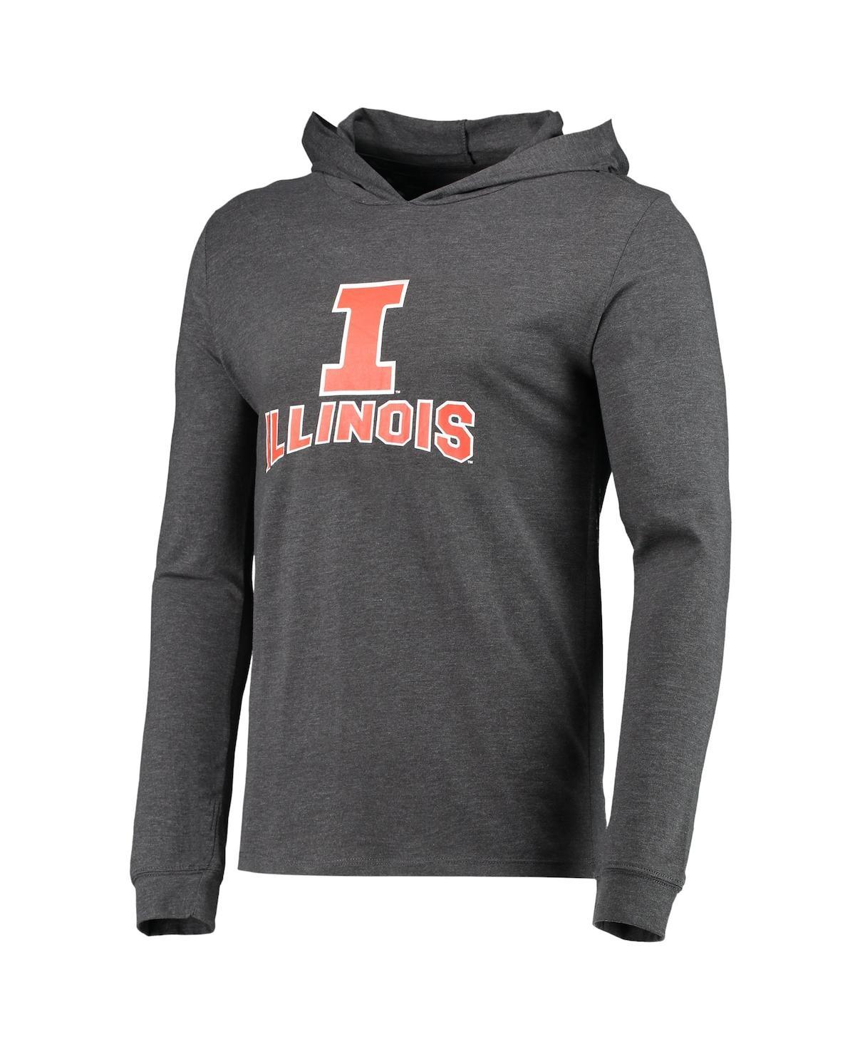 Men's Heathered Navy, Heathered Charcoal Illinois Fighting Illini Meter Long Sleeve Hoodie T-shirt and Jogger Pants Set