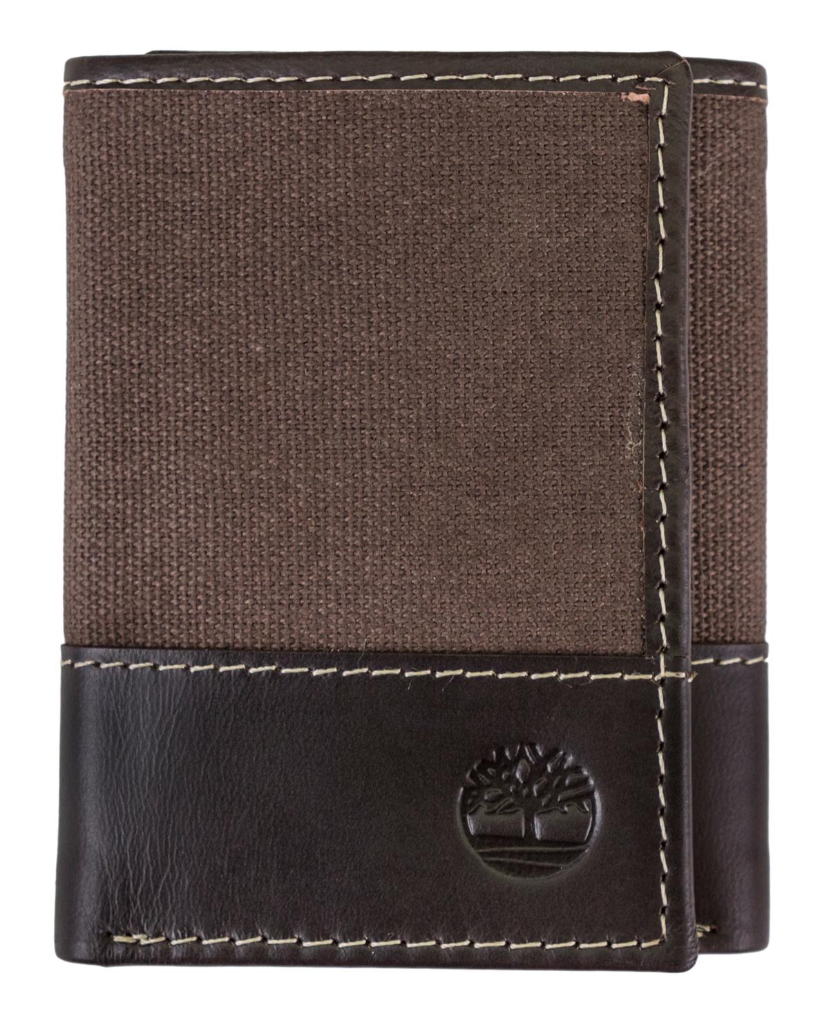 Men's Canvas Trifold Leather Wallet