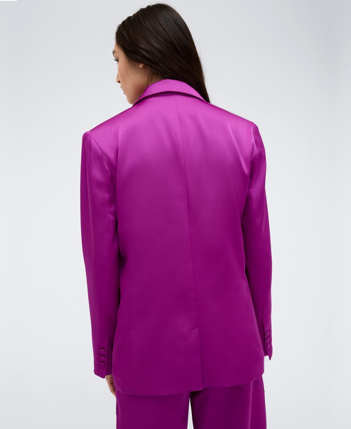 Women's One Button Notch Collar Satin Jacket