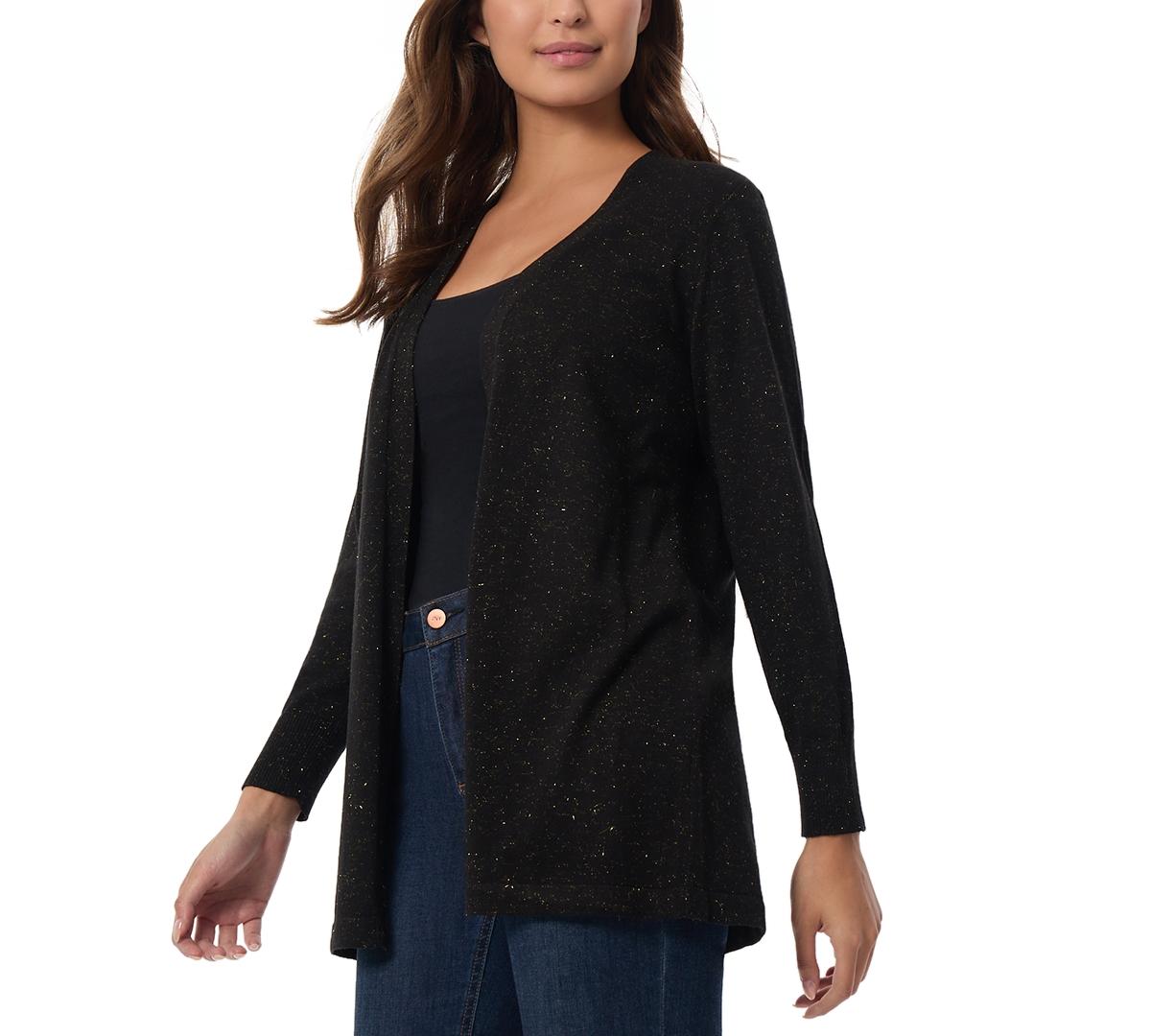 Petite Metallic Open-Front Cardigan