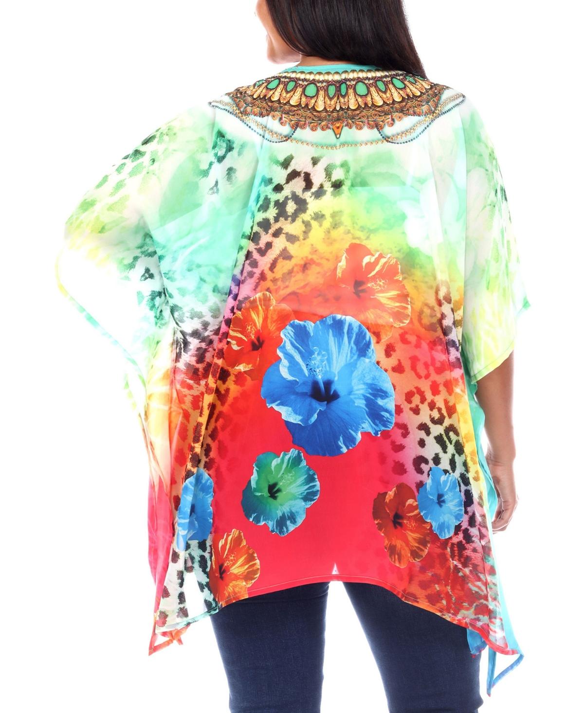 Plus Size Short Caftan with Tie-Up Neckline