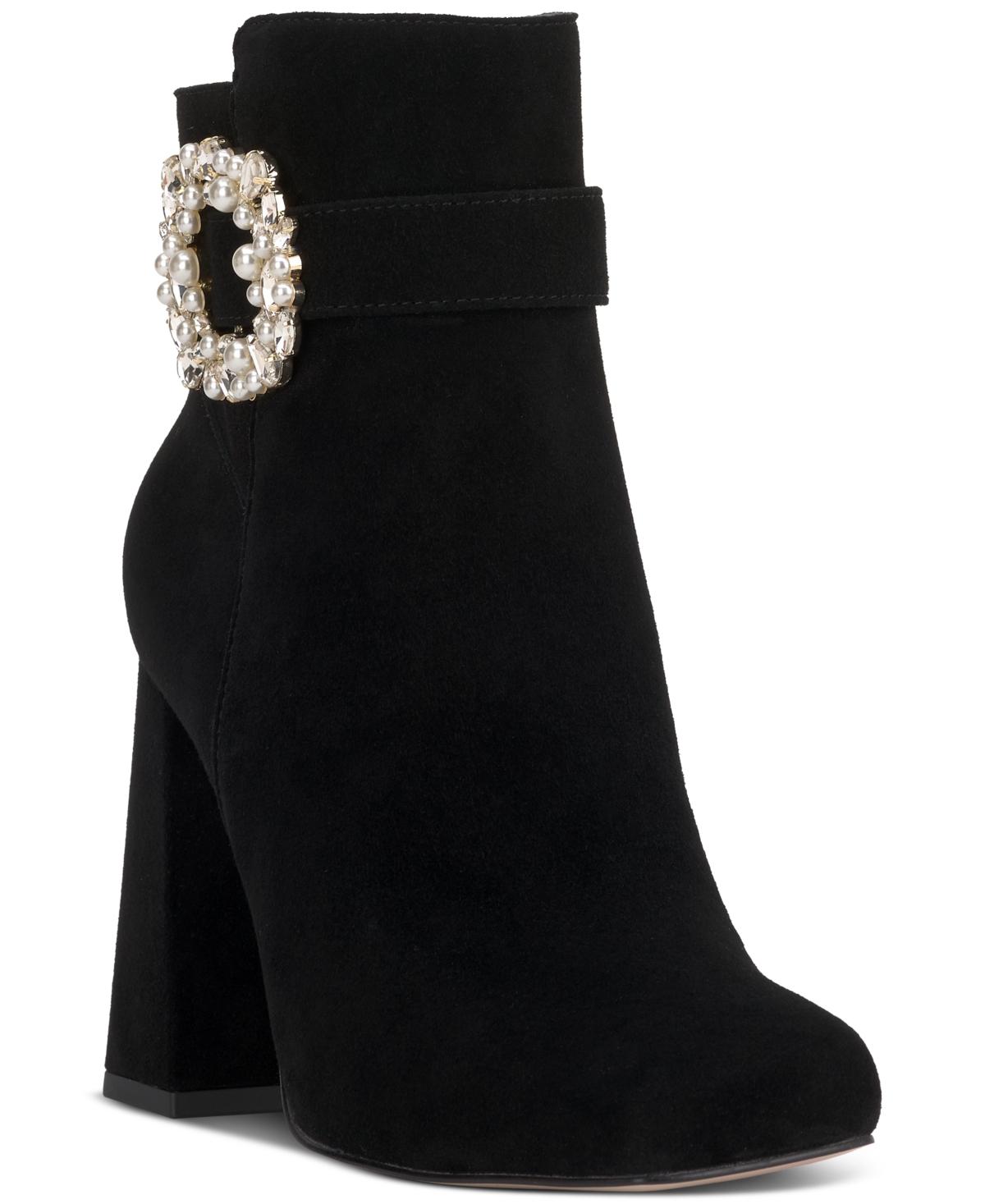 Women's Luminna Embellished Buckle Block-Heel Booties