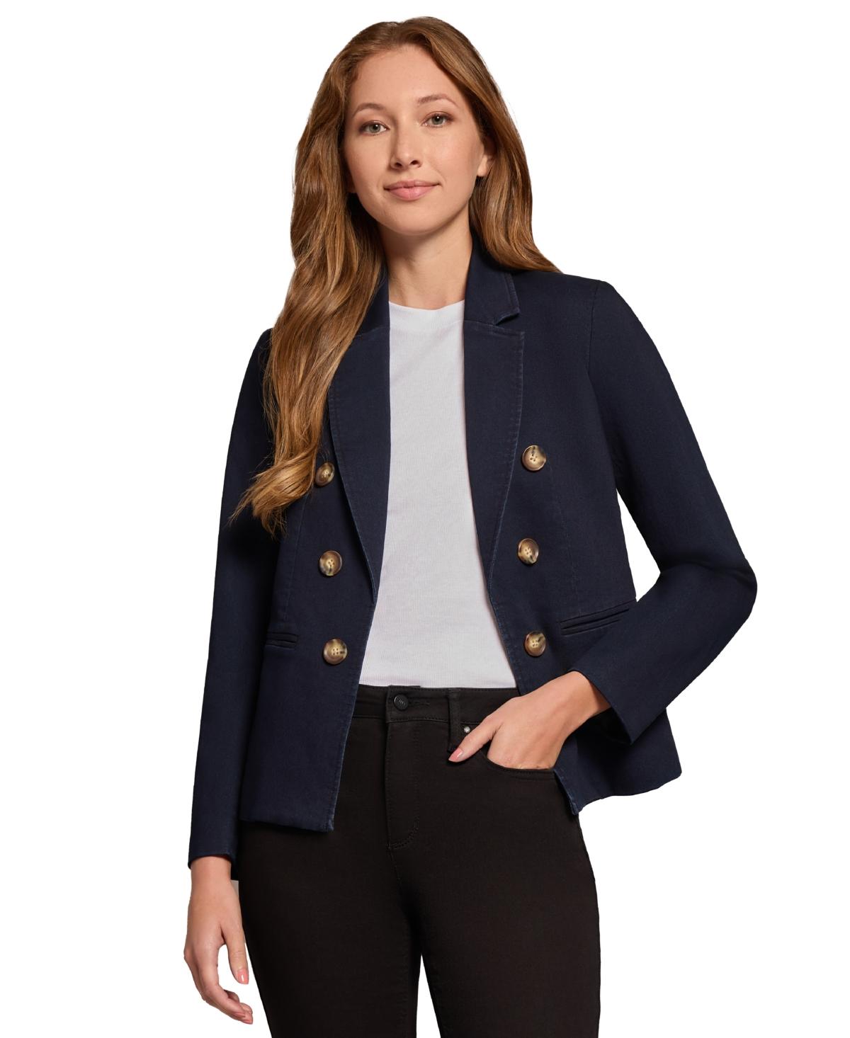 Petite Denim Faux Double-Breasted Jacket