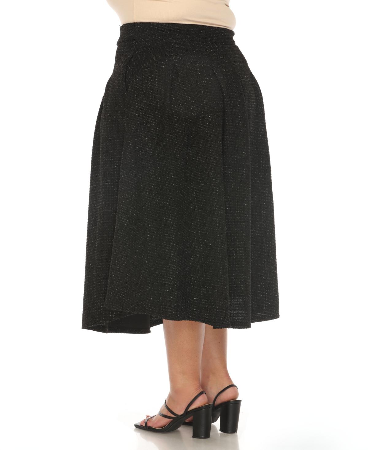 Plus Size Flared Tweed Skirt