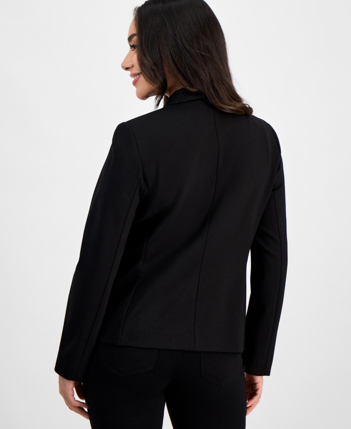 Petite Faux-Double-Breasted Compression Jacket 