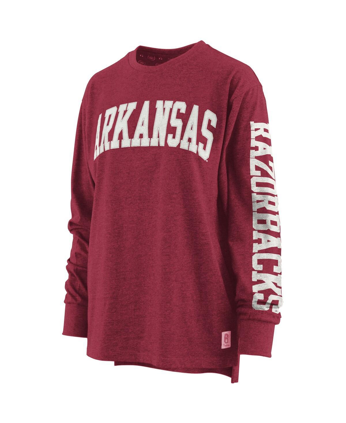 Women's Heathered Cardinal Arkansas Razorbacks Two-Hit Canyon Long Sleeve T-shirt