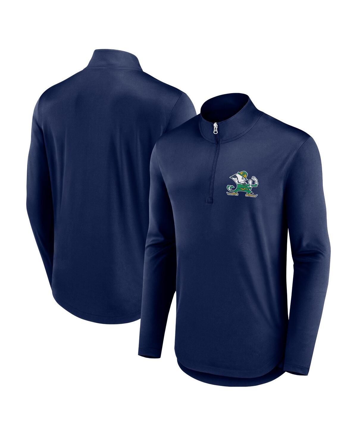 Men's Navy Notre Dame Fighting Irish Quarterback Mock Neck Quarter-Zip Top