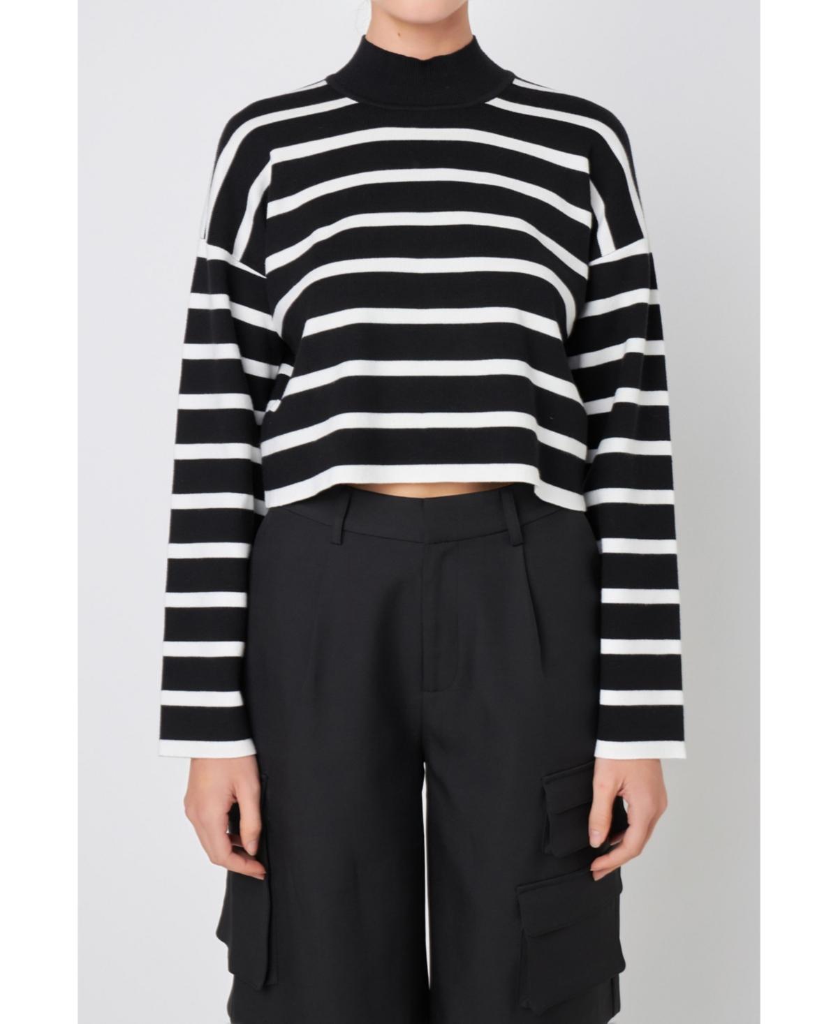 Women's Striped Cropped Sweater