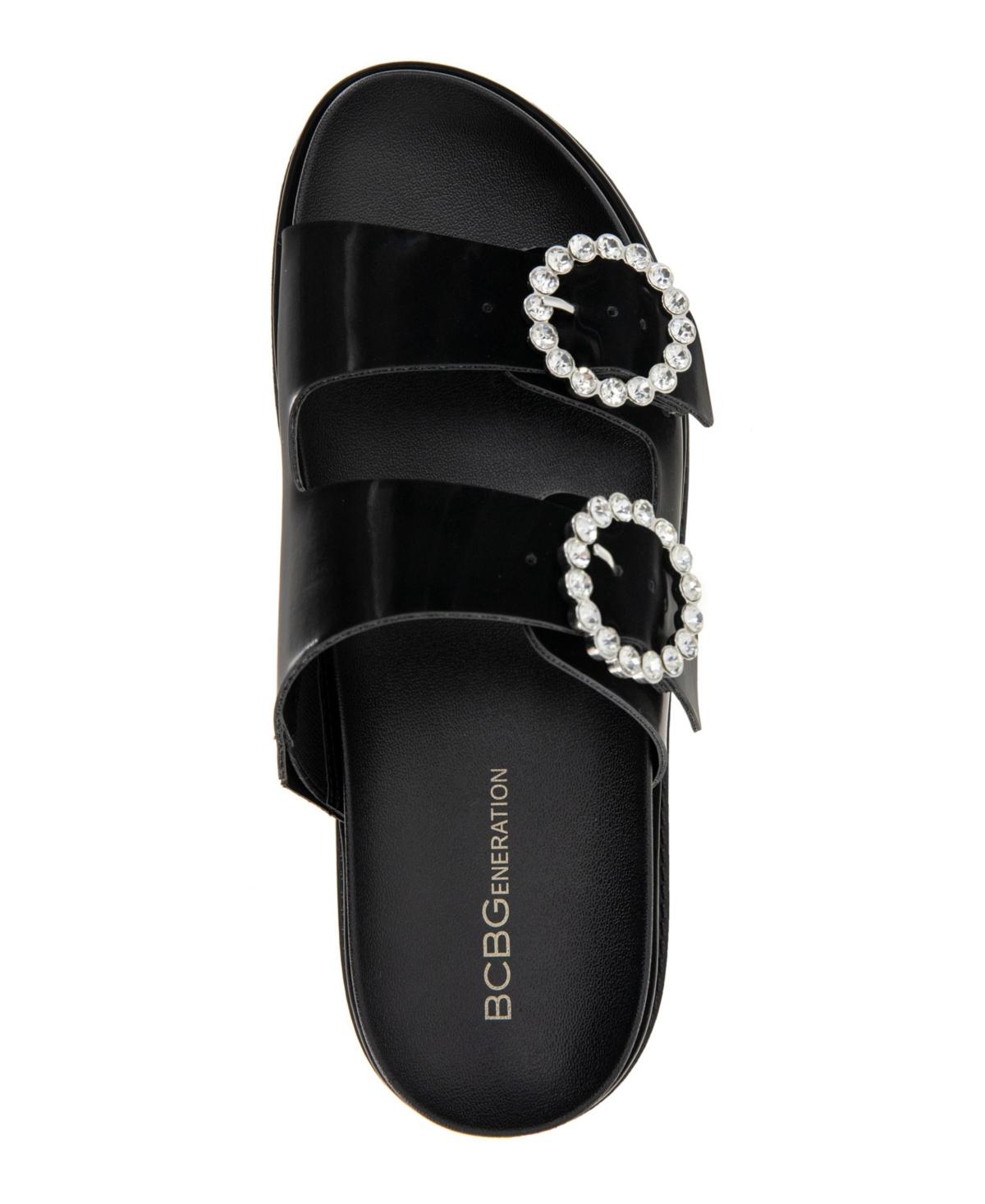 Women's Batina Rhinestone Buckle Double Band Flat Sandals