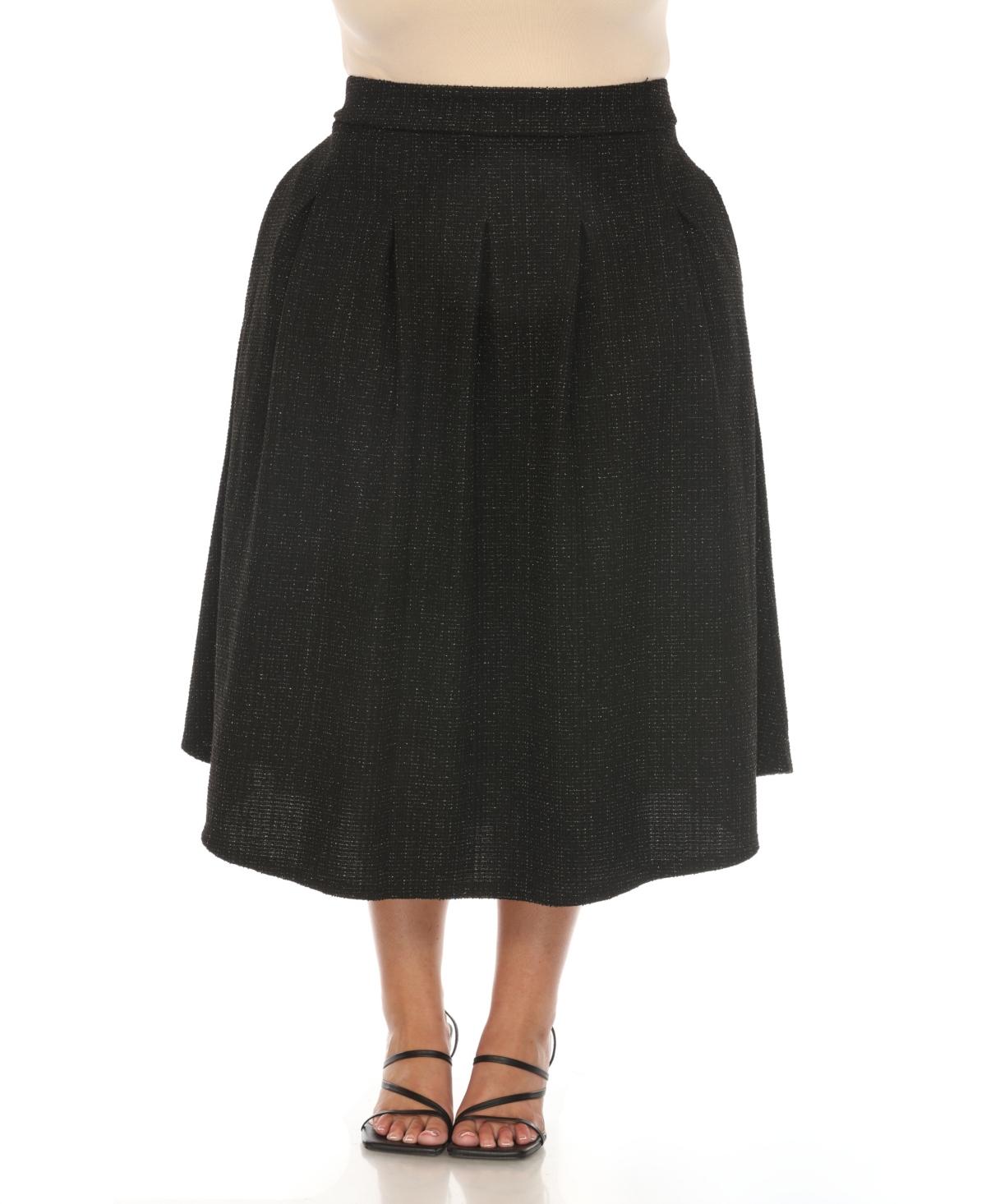 Plus Size Flared Tweed Skirt