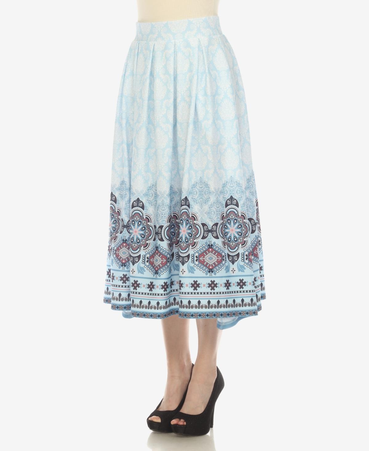 Women's Border Prints Pleated Midi Skirt