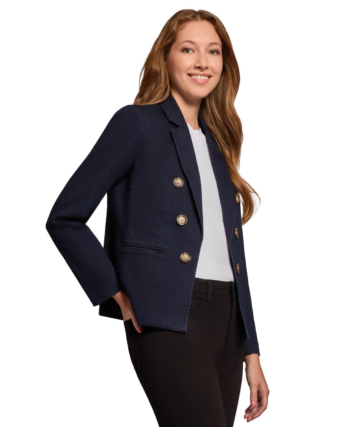 Petite Denim Faux Double-Breasted Jacket