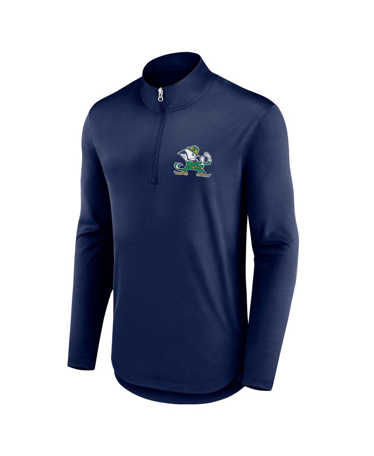 Men's Navy Notre Dame Fighting Irish Quarterback Mock Neck Quarter-Zip Top