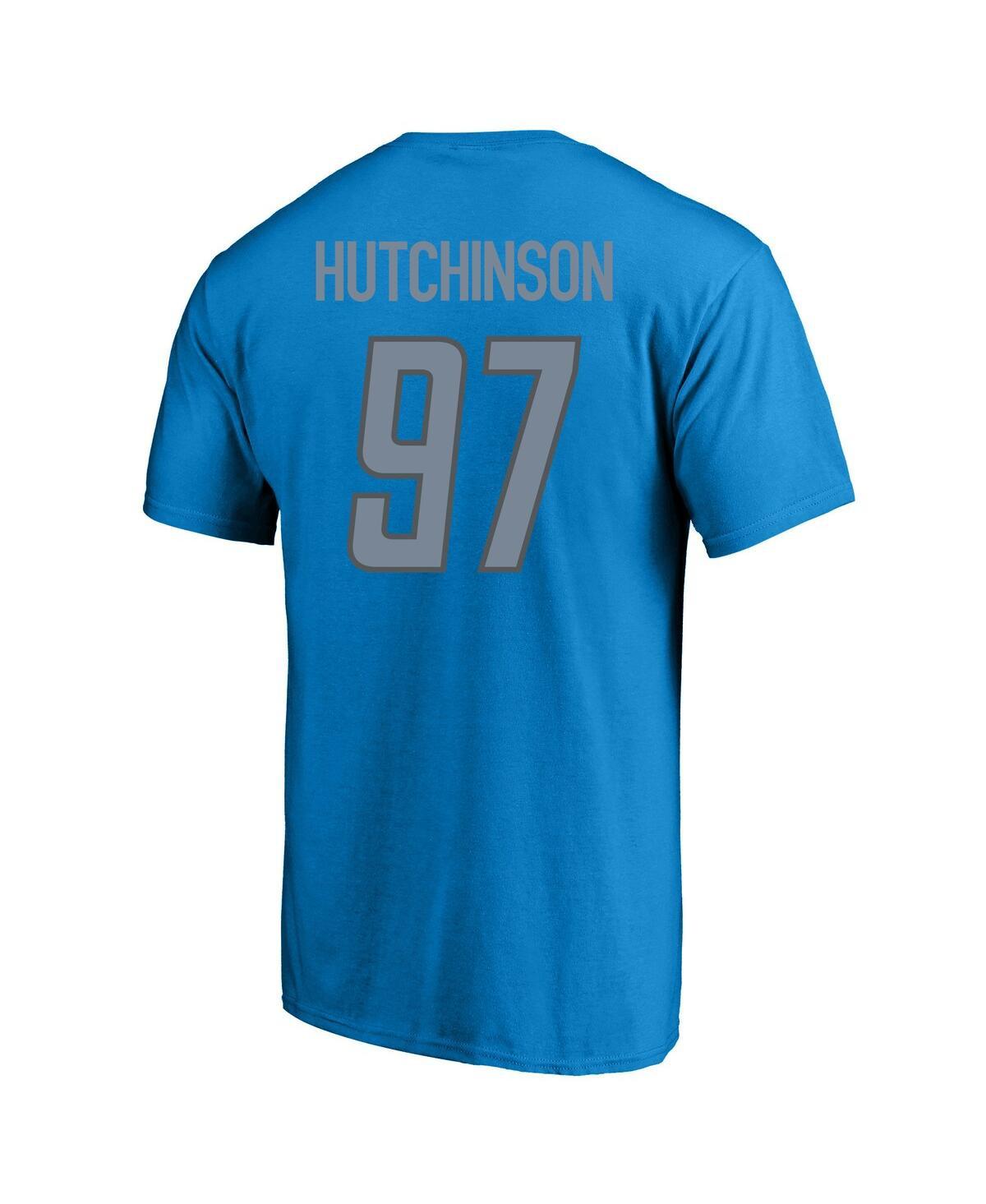 Men's Aidan Hutchinson Blue Detroit Lions Big and Tall Player Name and Number T-shirt