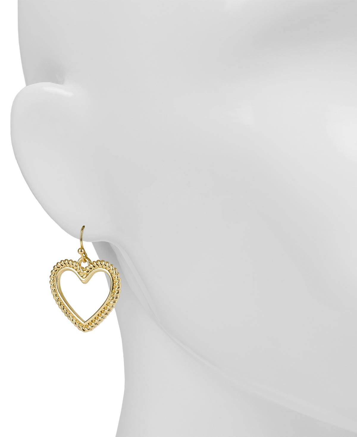 Gold-Tone Open Heart Drop Earrings