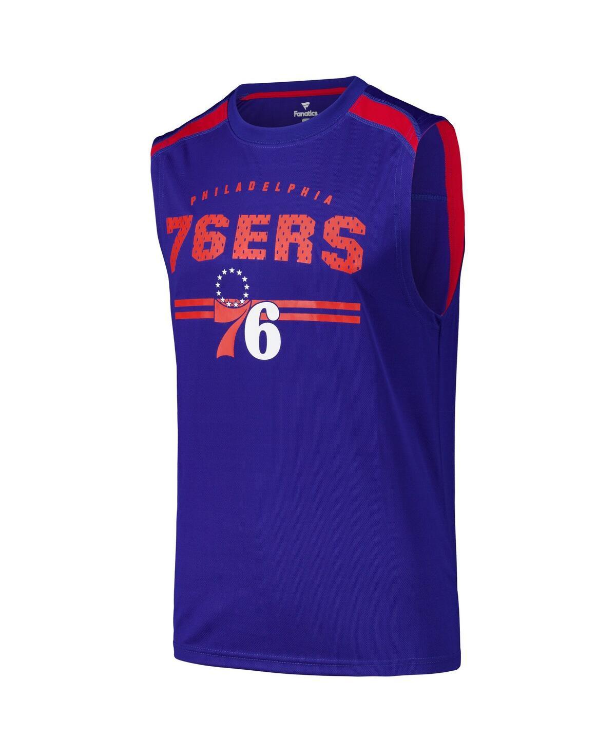 Men's Royal Philadelphia 76ers Birdseye Muscle Tank Top