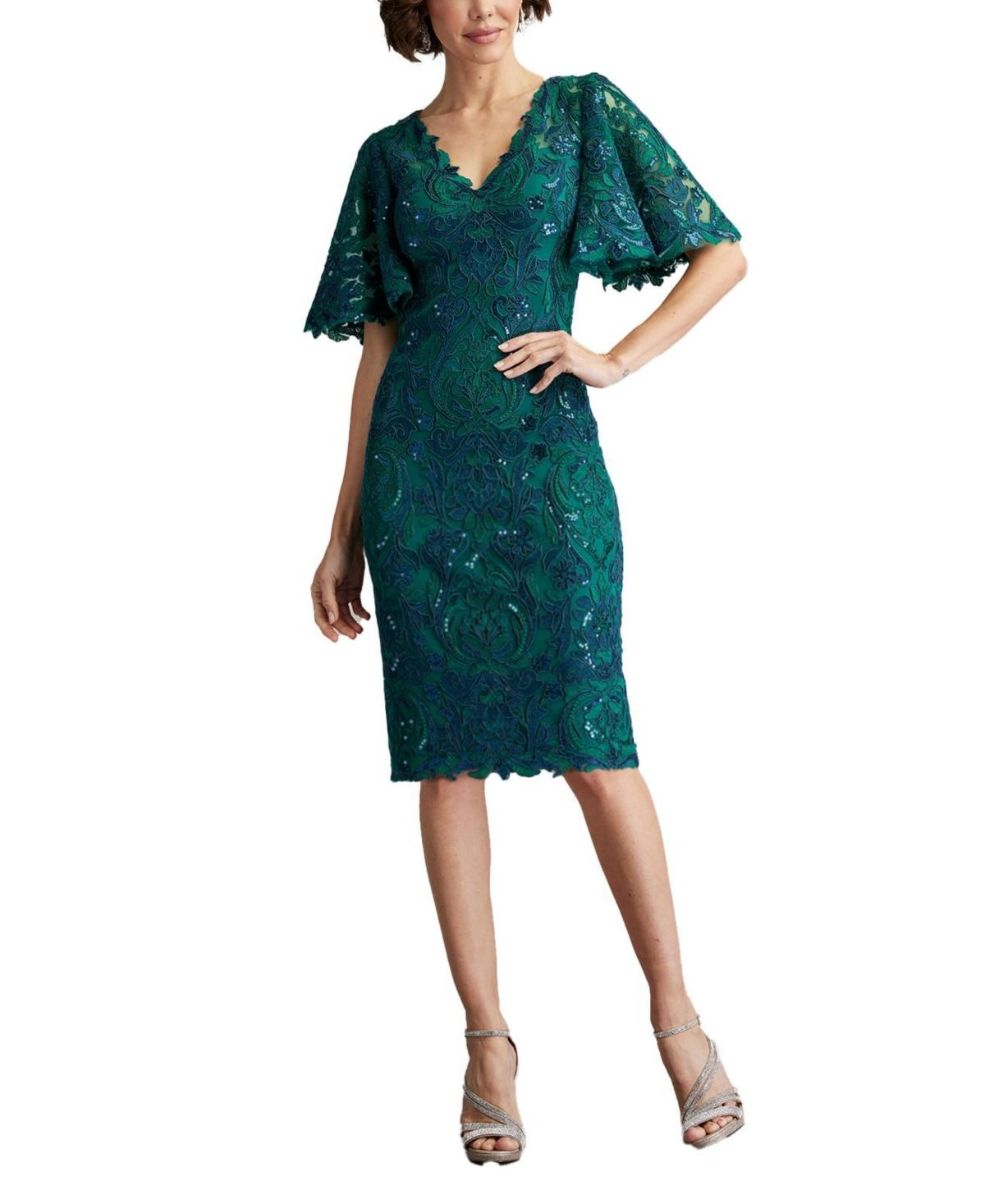 Women's Leya Sequin Embroidered Flutter Sleeve Dress